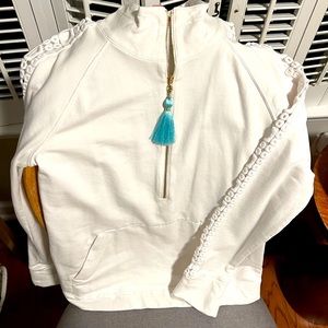 Lilly Pulitzer White Cotton 1/4 Zip Popover Size S